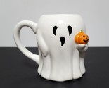 NEW RARE Adorable Halloween Ghost Holding a Jack o Lantern Mug 16 OZ Cer... - $23.99