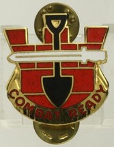 Vintage Us Military Dui Insignia Pin 130th Engineer Brigade Motto Combat Ready - $9.68
