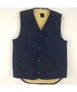 Vintage Sears Roebucks Mens Denim Vest Size Medium Sherpa Lined Trucker ... - £15.41 GBP