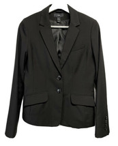 H&amp;M Black Blazer Jacket Career Casual Pockets Stretch Light Wool Blend 6 - £22.36 GBP