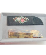 Vintage Marbled Plastic Comb In Petitpoint Needlepoint Case For Purse - $566.69 MXN