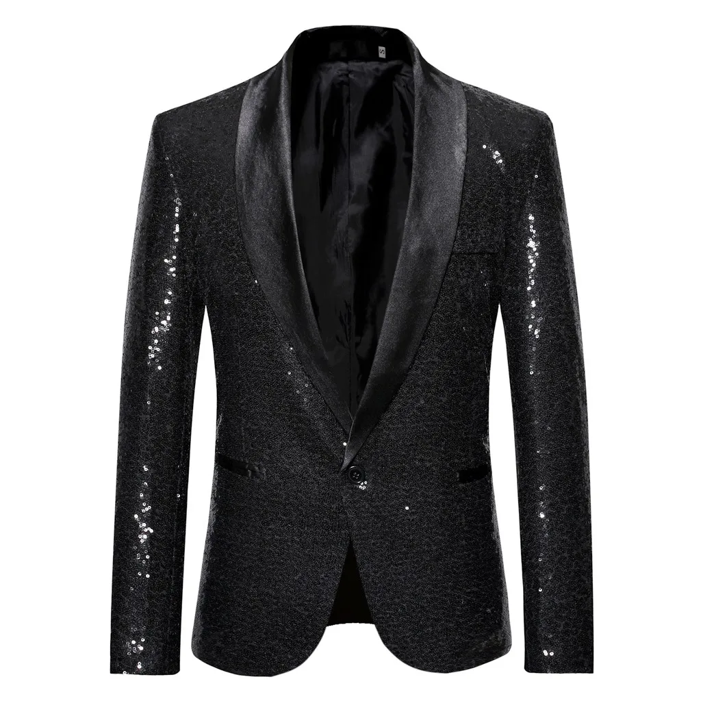 Men Glitter Sequin Suit Jackets Fancy Show Costume Party Coats Men Wedding Party - £142.68 GBP