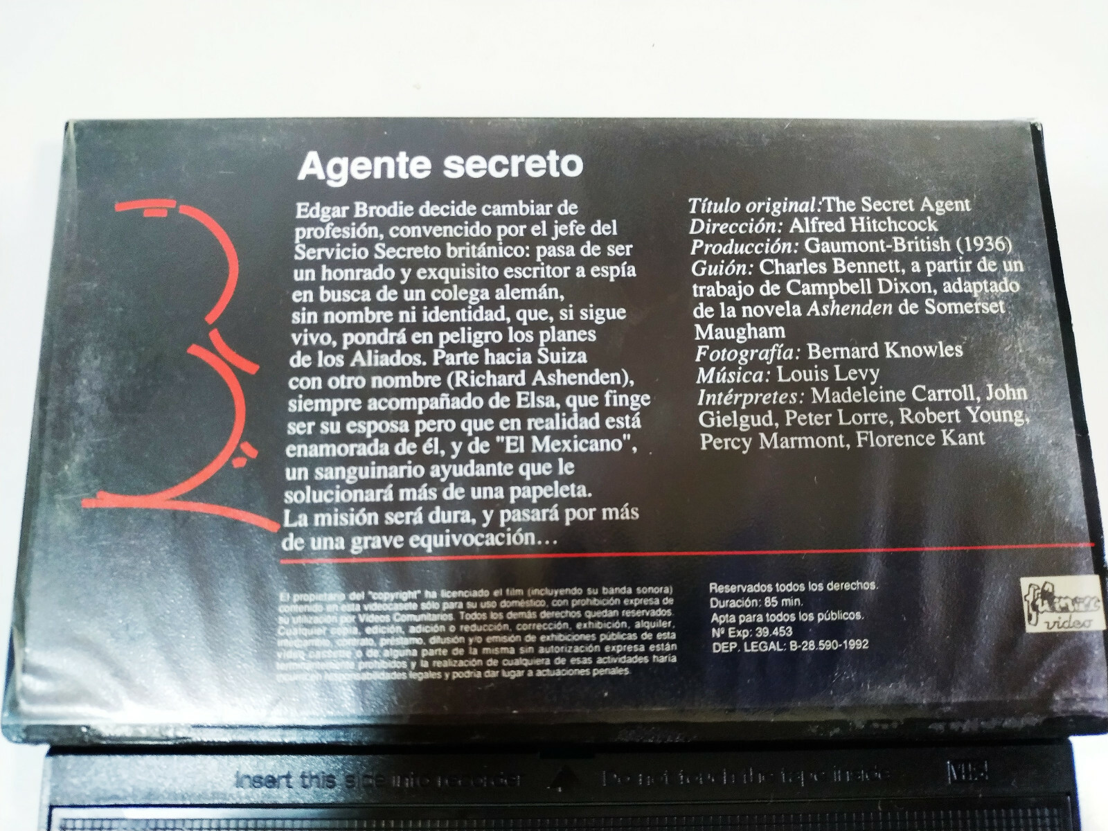 Alfred Hitchcock Agent secreto Madeleine Carroll - VHS Espagnol Item image 2
