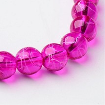 Z Baking Painted Drawbench Glass Rd Bead 31 in Strands Fuchsia 8mm DB42 - £8.51 GBP