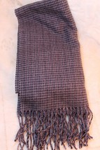 Dockers Plaid Scarf Gray Black Charcoal Gray Fringed - $14.83