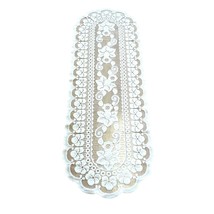 Table Runner Dresser Scarf Lace Flowers Vintage 40 x 14.5 inches Beige - $26.68