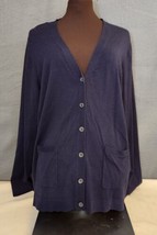 Talbots Cardigan Sweater Womens XL Petite XLP Navy Blue Button Up Cotton Blend - £15.94 GBP