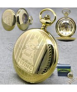 STEEL Pocket Watch Mechanical Skeleton Gold Color Flying Scotsman 50 MM ... - $70.99