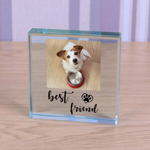 Dog Memorial Best Friend Personalised Photo Engraved Glass Block Paperwe... - £11.91 GBP
