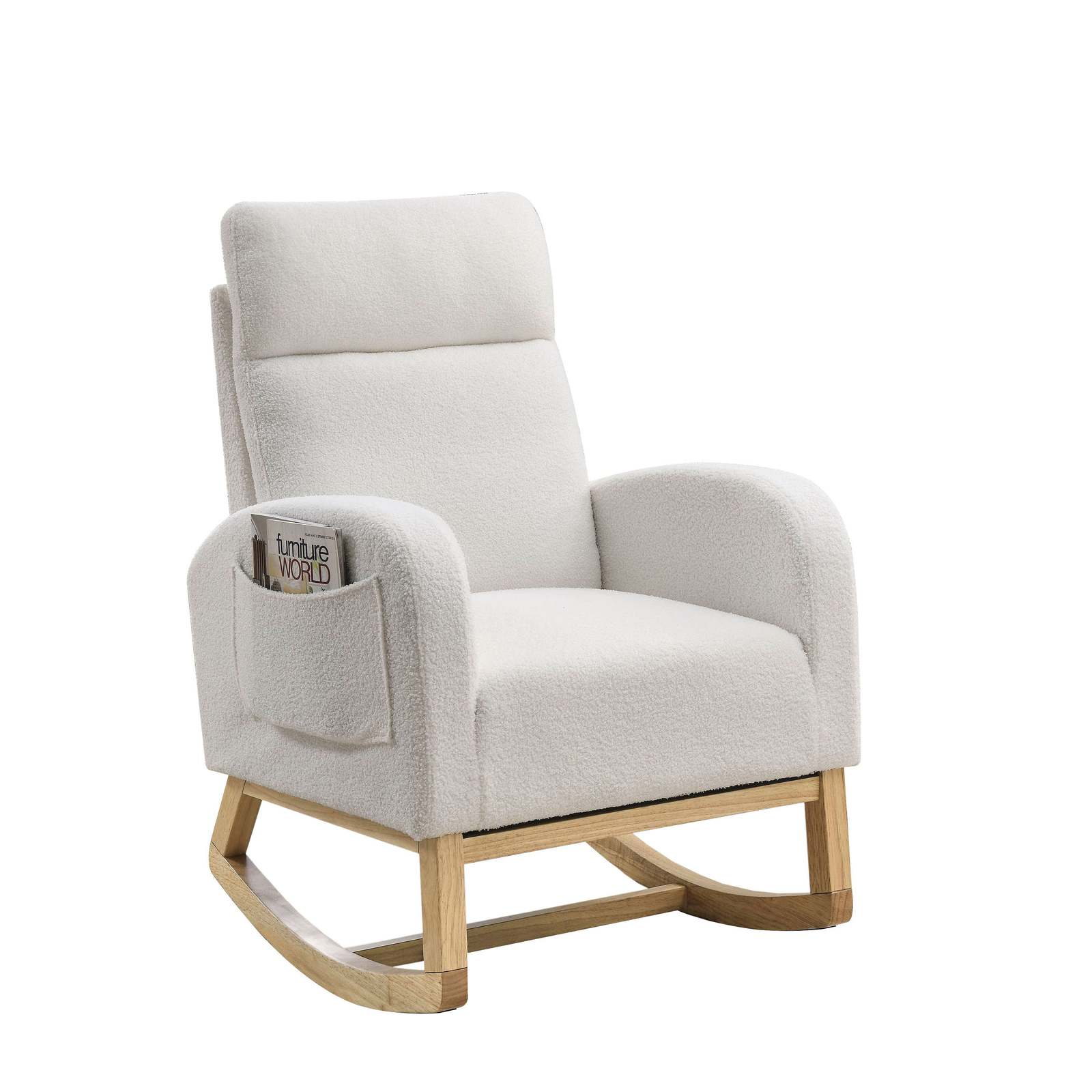 Welike Modern Accent High Back Living Room Lounge Rocking Chair, Ivory Item image 14