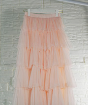 Blush Midi Tulle Skirt Outfit Women Plus Size Fluffy Tiered Tulle Skirt image 4
