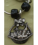 Very Cute Pewter Figural Wine Glass Charm - VGC - SUPER CUTE WINE BASKET... - $5.36 CAD