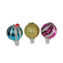 Large Shatterproof Ornaments 3 Piece Lot Gold Glitter Pink &amp; Blue 4 Inch Outdoor - £11.91 GBP