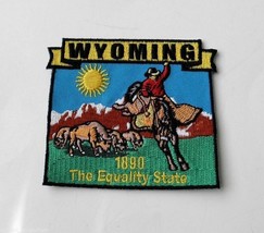 Wyoming Usa The Equality State Embroidered Map Patch 2 X 3 Inches - £4.25 GBP