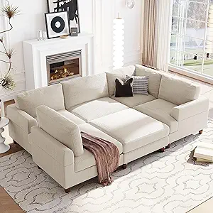 Oversized Modular Sectional Ottomans,6 Seater Corduroy Upholstery L Shap... - $1,926.99