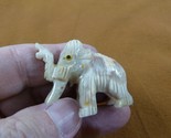 (Y-WOO-39) little white Woolly Mammoth carving SOAPSTONE stone figurine ... - $8.59