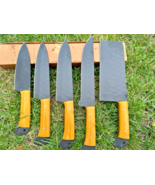 Handmade Forged Carbon Steel Chef knives set Kitchen knives Fulltang - $93.11