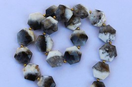 Natural, 20 pieces faceted Dendrite Opal fancy briolette hexagonal beads, 12x14  - £51.86 GBP