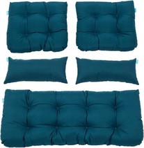 Outdoor Wicker Seat Cushions Group Loveseat/Two U-Shape/Two Lumbar Pillo... - £79.44 GBP