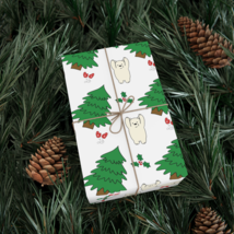 Charming Christmas Polar Bear with Mittens Eco-Friendly Gift Wrap Paper - £15.79 GBP