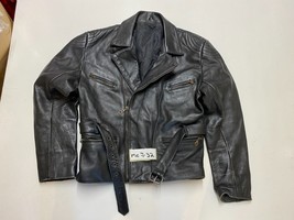 Vintage Leather Motorcycle Jacket in Black Armpit/armpit 21&quot; (mc732) - £55.58 GBP
