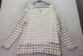 Outfit Jpr Blouse Top Womens XL White Crochet Lined Ramie Long Sleeve Round Neck - £20.66 GBP