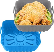 NEW 2-Pack Silicone Air Fryer Basket Square Liners 9 Inch Large Reusable Air Fry - £13.32 GBP