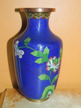 Vintage Small Cloisonne 6&quot; Vase Blue Enamel Stone Copper Antique damaged - $28.42 CAD