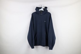 Vtg Nike Mens Large Faded Travis Scott Mini Swoosh Hoodie Sweatshirt Navy Blue - £67.60 GBP