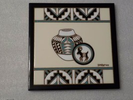 Native American Vase Goat Hand-Painted Ceramic Porcelain Tile Hot Plate Italy - £19.35 GBP