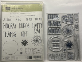Stampin Up Perfectly Wrapped Photopolymer stamps Kudos Happy Day Hooray Gift NEW - £6.88 GBP