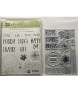 Stampin Up Perfectly Wrapped Photopolymer stamps Kudos Happy Day Hooray ... - $8.75