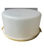Retro Tupperware Cake Carrier Round  Harvest Gold 12&quot; With Lid Yellow Vi... - €33,93 EUR