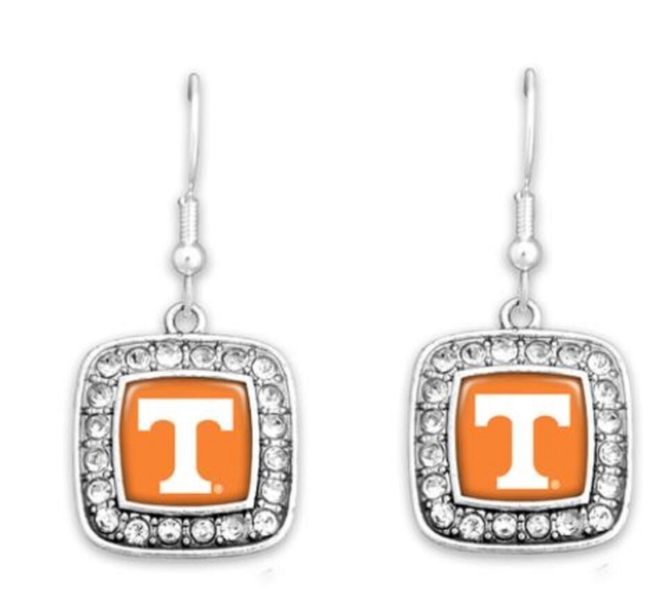47274 Tennessee Square Dangle Earrings with Rhinestones