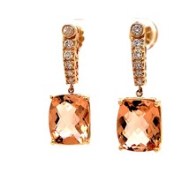 Natural Morganite Diamond Earrings 14k Gold 9.93 TCW Certified $5,950 018685 - £1,416.27 GBP