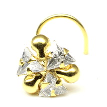 Floral Nez Clou, Blanc Pierre Zircon Nez Clou Courbure L Nez Anneau Piercing - £13.26 GBP