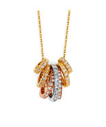 14K Tri Color Gold 7 Days CZ Ring Necklace - €365,53 EUR