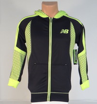 New Balance Black &amp; Lime Zip Front Hooded Track Jacket Hoodie Youth Boys... - $69.99