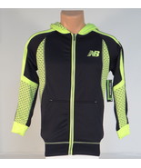 New Balance Black &amp; Lime Zip Front Hooded Track Jacket Hoodie Youth Boys... - £55.03 GBP