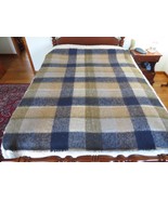 AVOCA THE MILL 70% Mohair 30% Wool BLUE BROWN GRAY CHECK Fringed 57&quot; x 7... - £51.11 GBP