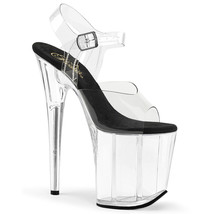 Pleaser FLAMINGO-808 Sexy 8&quot; Heel Clear Tall Platform Ankle Strap Womens Shoes - £49.51 GBP