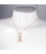 14K Rose Gold Mother Of Pearl Diamond Ribbon Slide Pendant Necklace Brea... - $587.55 CAD