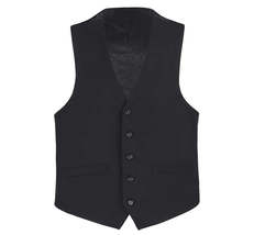 Men's Suit Separate Vest V-neck Adjustable Strap 5Button 2Pockets 201-1 Black image 5
