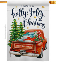 Holly Jolly Christmas - Impressions Decorative House Flag H137332-BO - £28.90 GBP