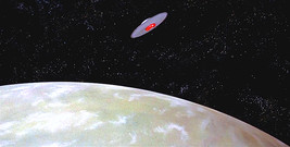 1956&#39;s FORBIDDEN PLANET C-57-D orbiting Altair 4 color 5x10 scene - $6.49