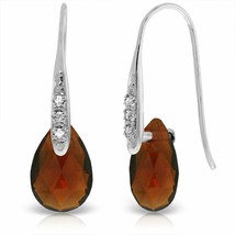 6.06 Carat 14K White Gold Fish Hook Earrings w/ Diamonds &amp; Briolette Garnets - £396.49 GBP