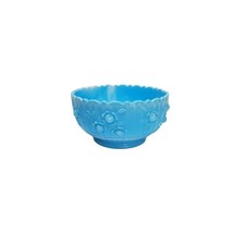 Vintage Fenton Rose Blue Marble Glass Bowl, Rose Floral Retro 70&#39;s - £34.16 GBP