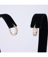 Designer Estate 10K Gold Channel Set Cubic Zirconia CZ Huggie Hoop Earrings - $259.30 CAD