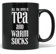 PixiDoodle Need Tea And Warm Socks - Tea Lovers Cozy Coffee Mug (11 oz, Black) - £20.82 GBP+