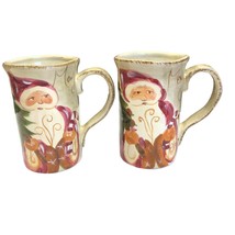 2 Old World Santa Mugs Tall Coffee Tear Cocoa Hand Painted and Crafted 6... - $30.05